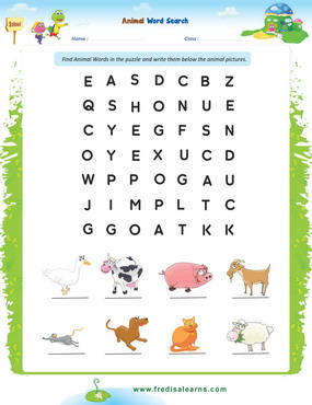 animal word search
